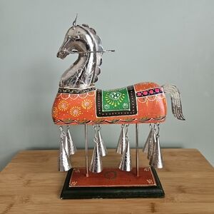 Colorful Metal Horse Sculpture Vintage